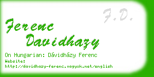 ferenc davidhazy business card