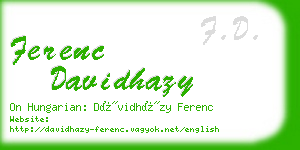 ferenc davidhazy business card